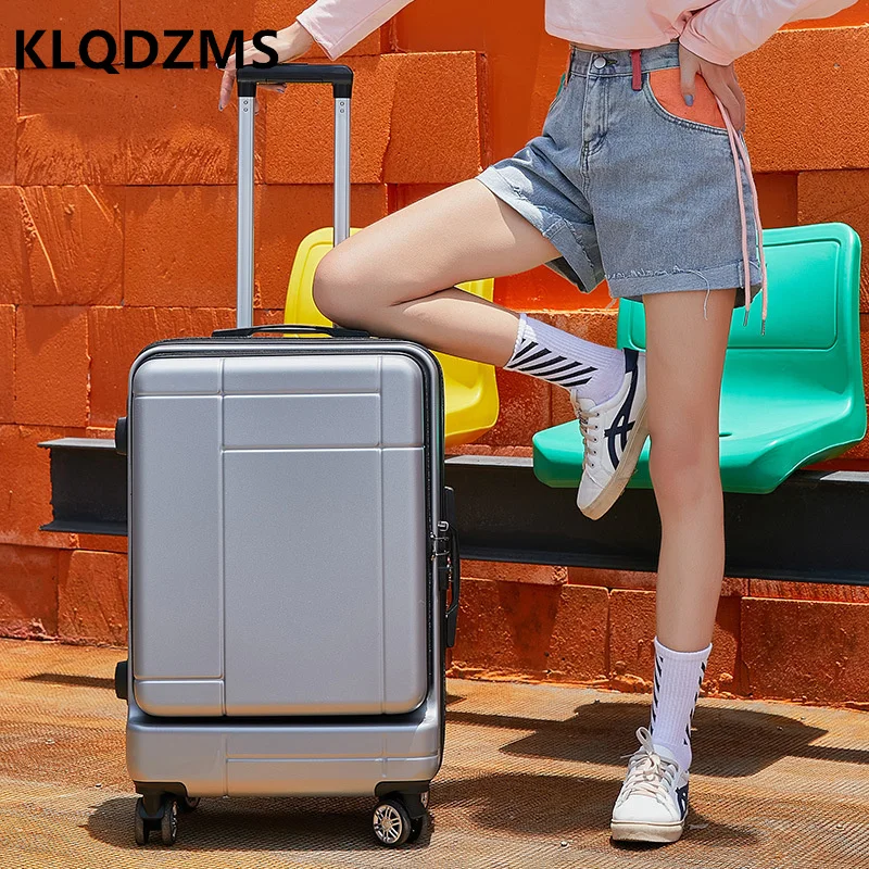 KLQDZMS New Business Travel Case with Wheels Front Opening Storage Laptop 20 Inch Boarding Case Girls Hand Luggage