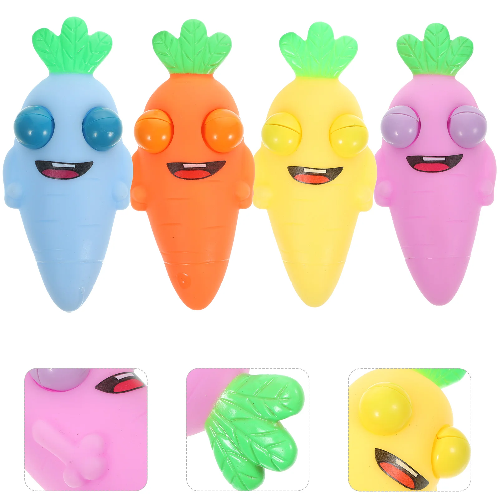 

4pcs Pinch Toy Interesting Cartoon Carrot Squeeze Plaything Smooth Pinch Plaything