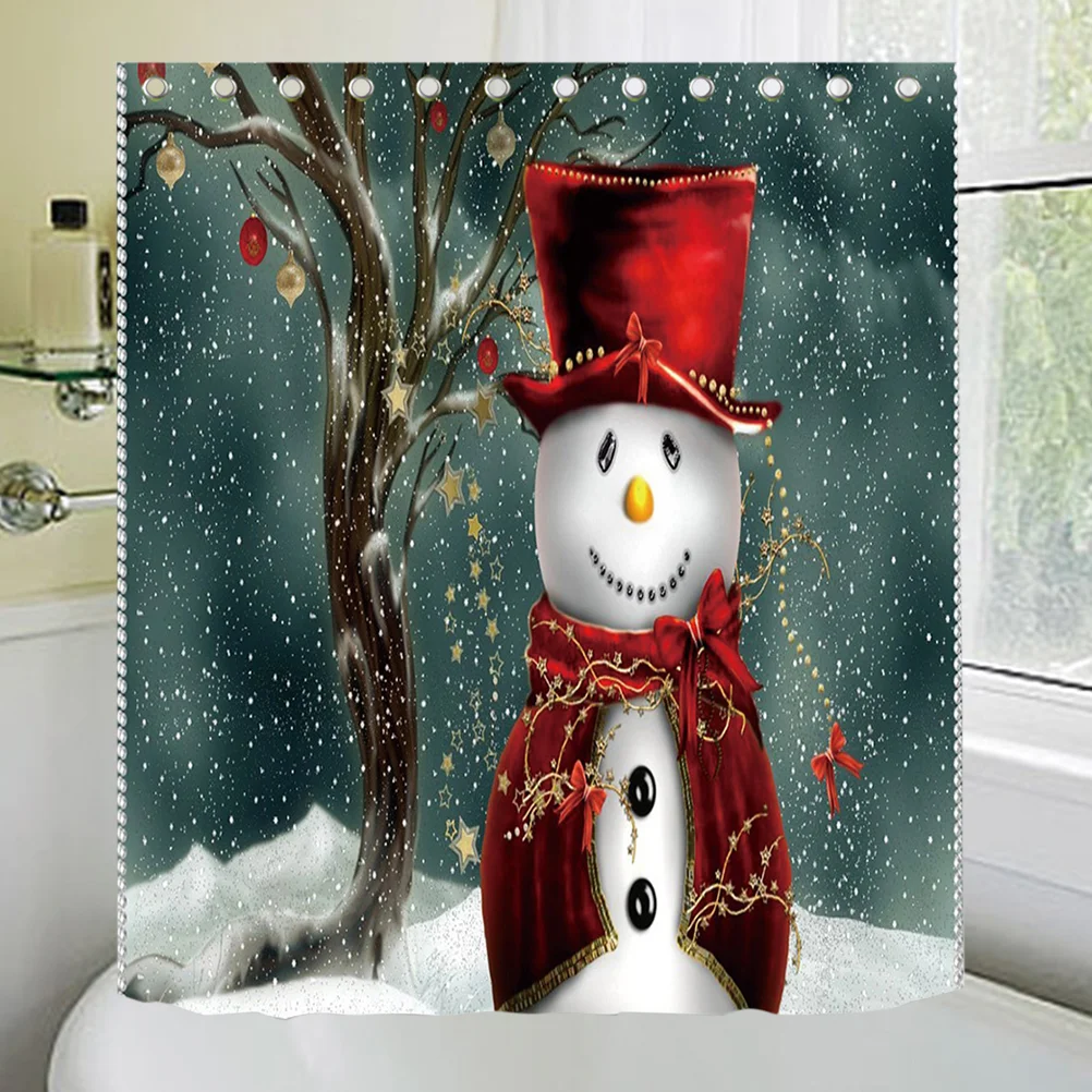 

1PC Christmas Curtain 3D Mildewproof Cloth Printing Bath Curtain Home Decor Bathroom Decor