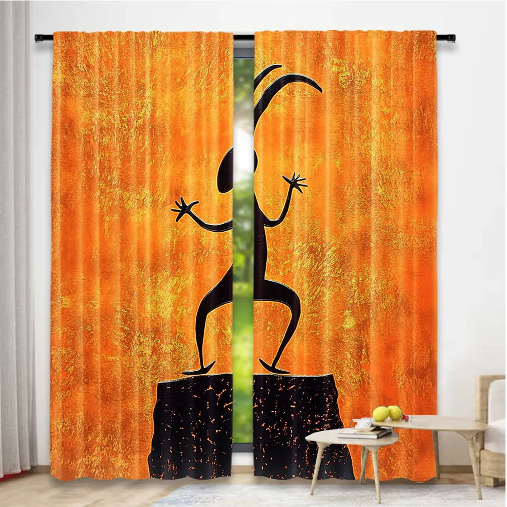 2 шт. ретро занавеска в этническом стиле с изображением танцующего персонажа