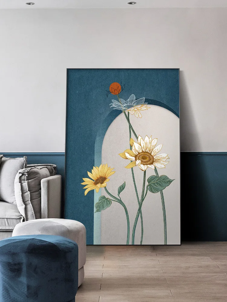 

Home Porch Decoration Poster Sunflower Living Room Porch Mural Modern Minimalist Wall Art Printing Poster Decoration Painting