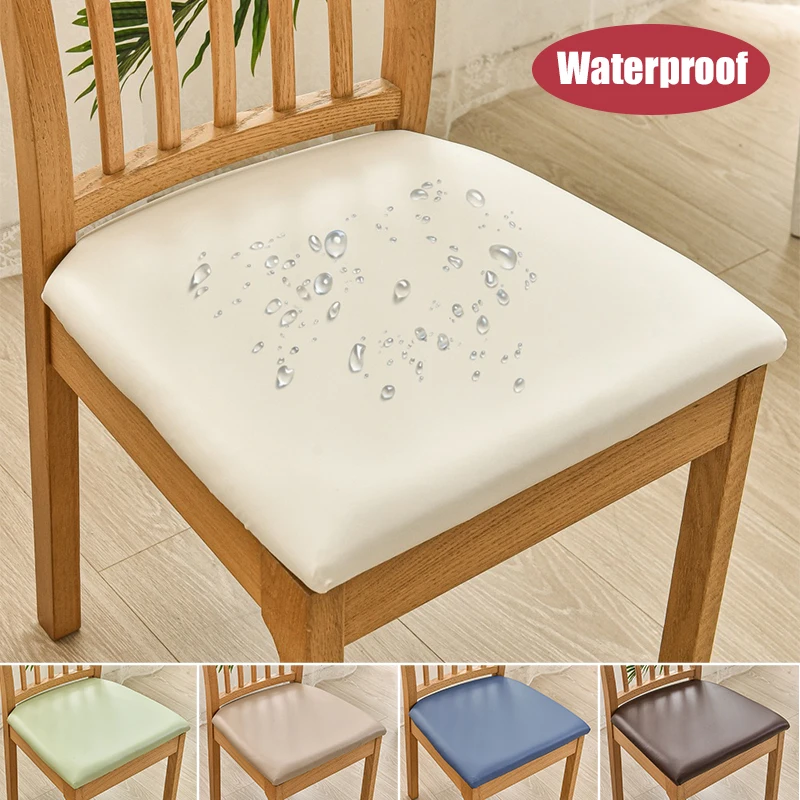 

Waterproof PU Fabric Stretch Seat Cover Elastic Anti-dirty Oil-proof Chair Cushion Cover for Dining Room Kitchen Home Protector