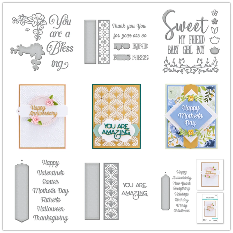 

Серия правильных слов, счастливые удивительные благословения, вырезанные штампы, новинка 2022, скрапбукинг, изготовление бумаги, рамка для ти...