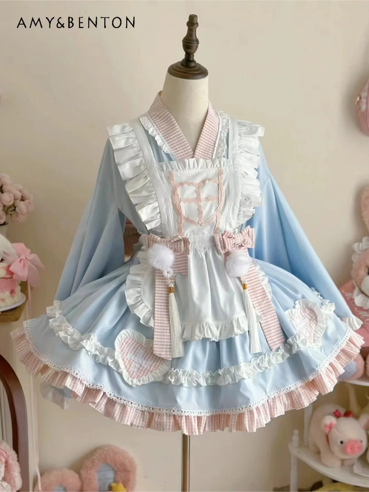 Оригинальное платье горничной для косплея Лолиты новый зимний милый топ с
