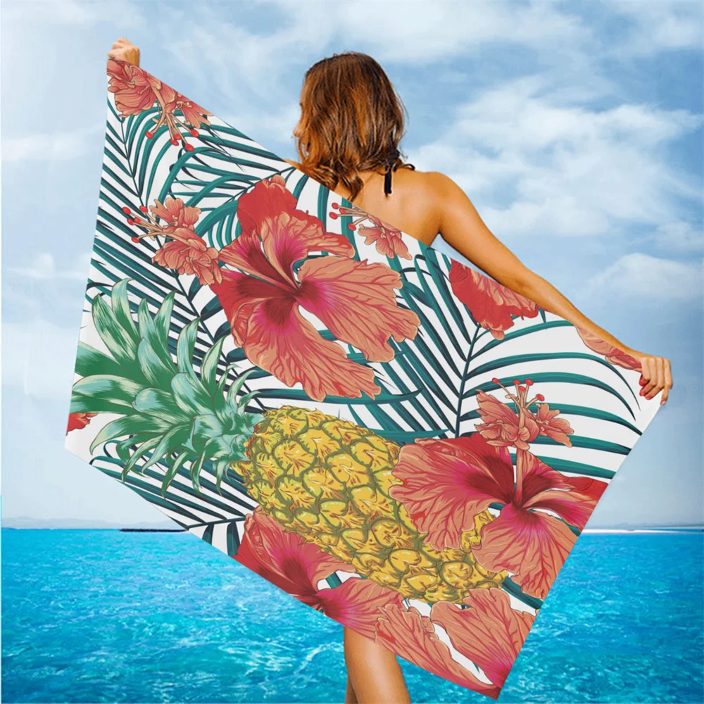 

Tropical Plant Pineapple Beach Towel Full Printing Red Floral Washcloth Quick-dry Microfiber Swimming Bath Towels Adult Yoga Mat