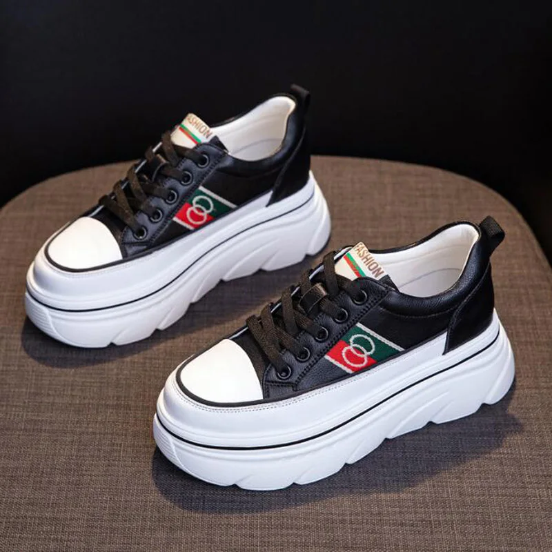 Thick-soled Biscuit Shoes Women's 2023 New Low-top Split Leather Women's Platform Small White Flats Casual Student Sneakers