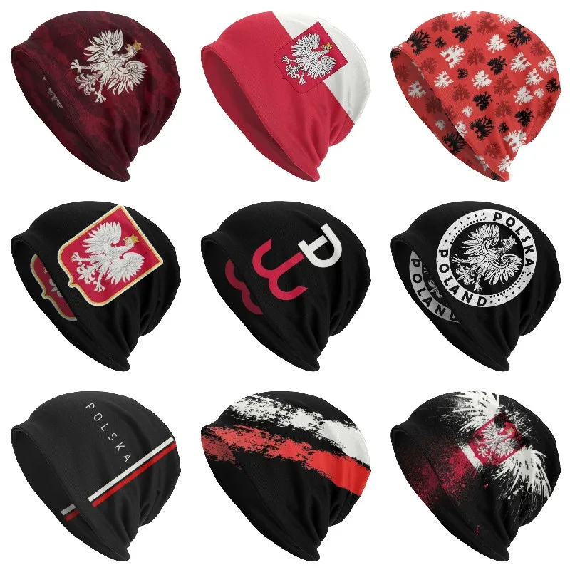 

Poland Vintage Coat Of Arms Skullies Beanies Caps Winter Warm Women Men Knit Hats Unisex Adult Polska Polish Eagle Bonnet Hats