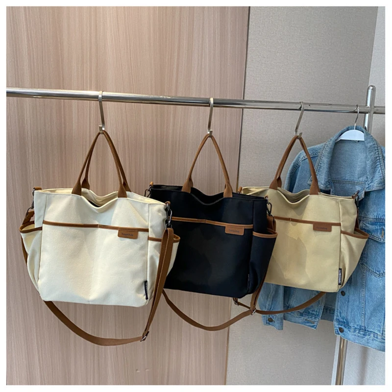 New Women'S Tote Bag Canvas Female Commuter Wear-Resistant Thickened Casual Portable Large Capacity Shopping Crossbody Schoolbag