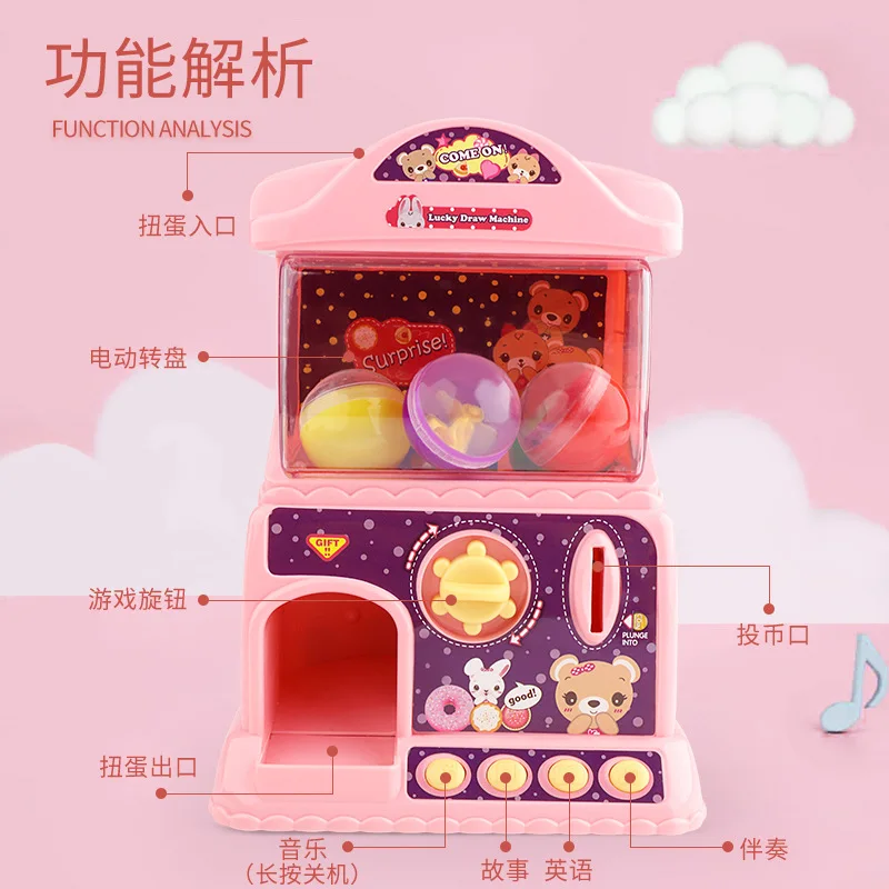 Children's Egg Twisting Gashapon Machine Coin-operated Candy Game Machine Early Education Learning Machine Play House Girls Gift