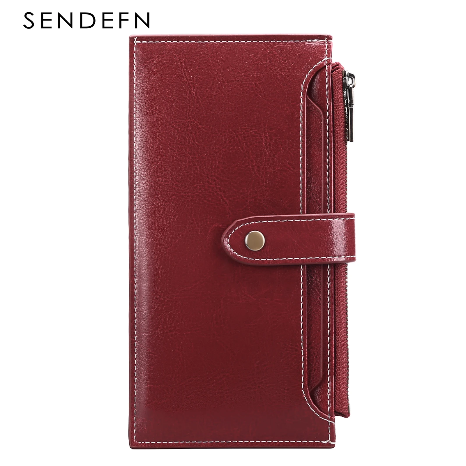 SENDEFN Fashion Men Long Wallet Women Long Purse Male Slim Money Bag Female Credit Card Holder Thin Two Fold Clutch For Ladies