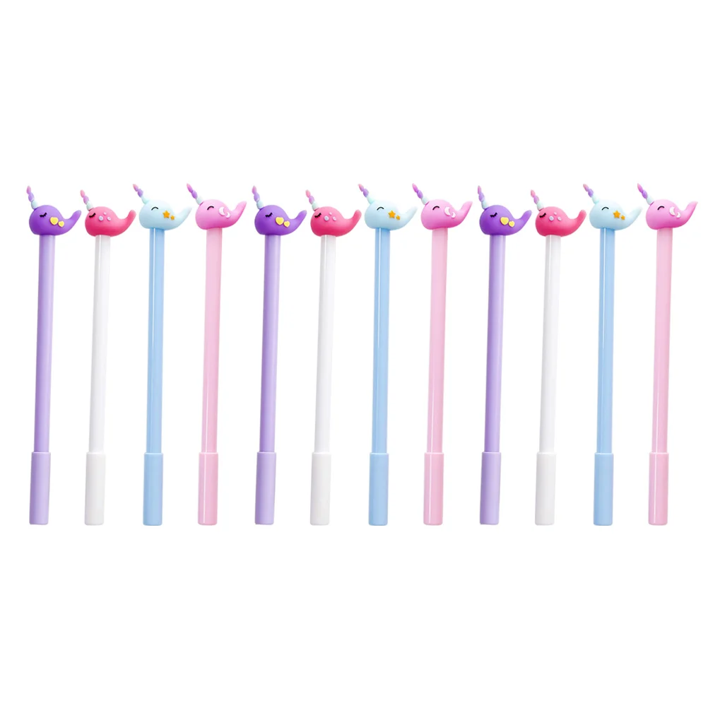 

12pcs Pens Cartoon Narwhal Designed Pens Multipurpose Writing Pens Students Stationery for School Office Home