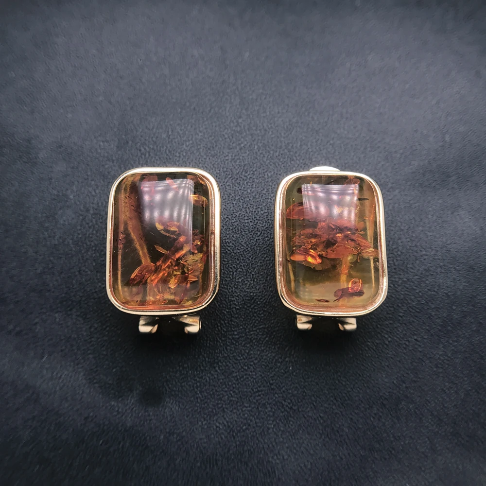 Серьги из серебра 925 с янтарем