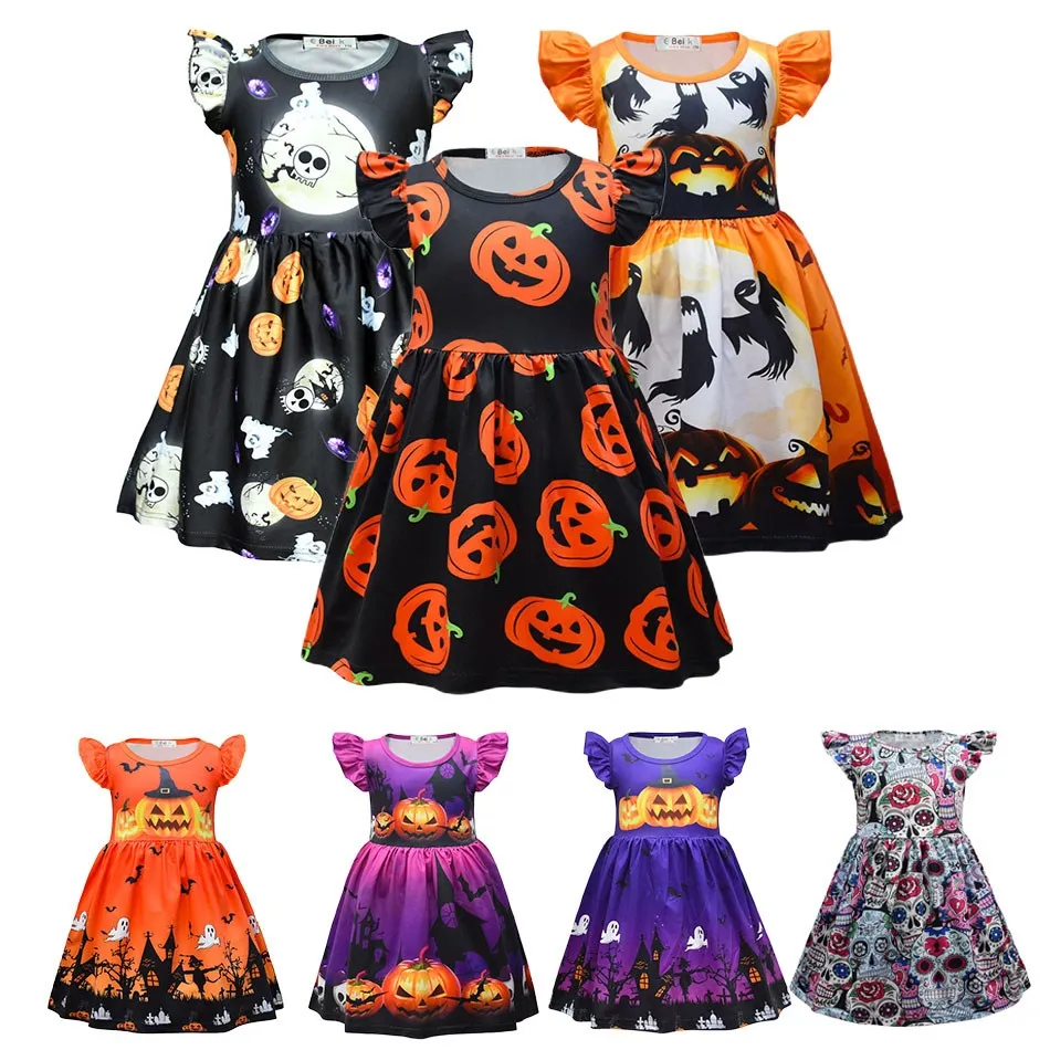 

Kids Pumpkin Costume Halloween For Kids Funny Prints Clothes Short Sleeves Children Cosplay Ghost Clothes Fancy Devil Dress
