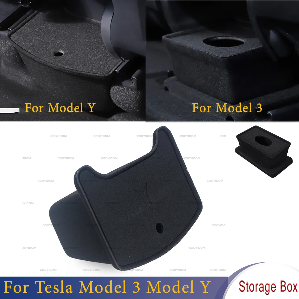 

1Set Rear Center Console Organizer Tray Flocking Storage Box Black Case Accessories ABS For Tesla Model 3 Model Y For Car