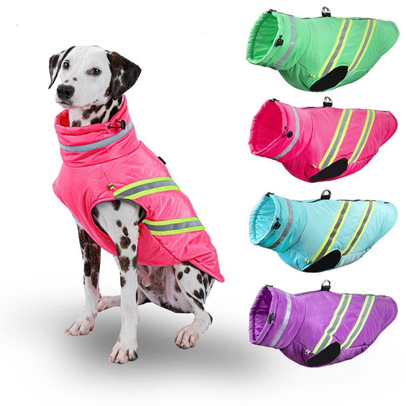 

Winter Warm Dog Coats Waterproof Puppy Jacket Fleece Lining Pet for Vest Medium Large Dogs Reflective Clothes Labrador Costumes