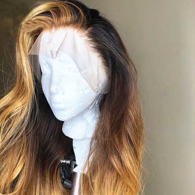 

26 дюймов длинный Омбре медовый светлый тело волна еврейские европейские человеческие волосы полный кружевной парик для женщин 23 А класс BabyHair предварительно выщипанные мягкие