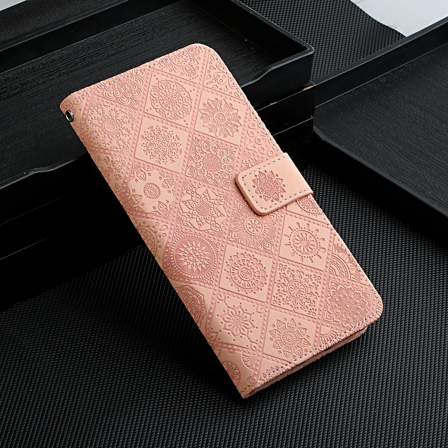 Flip Phone Case for iPhone 14 13 12 Mini SE 2020 11 Pro Max XR Xs 6 7 8 Plus Embossed Leather Wallet Protect Book Cover Lanyard