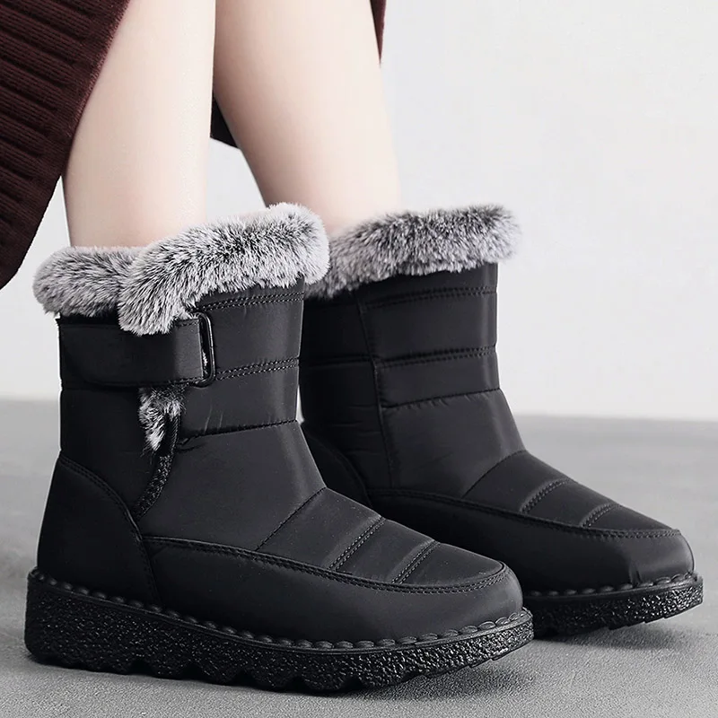 

Women Boots Snow Platform Punk Boots For Women Waterproof Shoes Woman Fur Ankle Boots Flat Plus Size Winter Footwear Botas Mujer