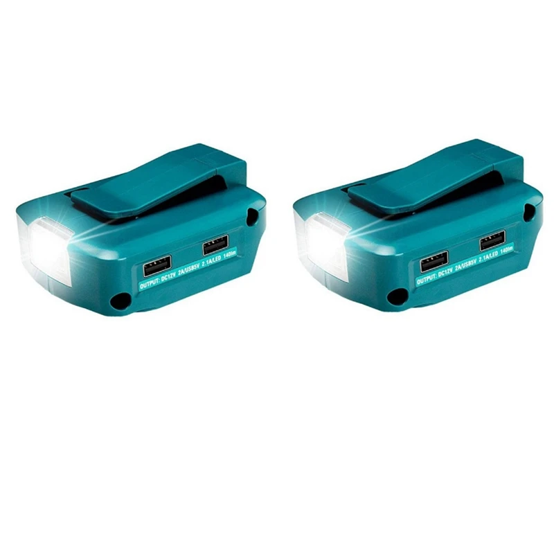 

2X 14.4V/18V 200LM LED Light Li-Ion Battery Dual USB Battery Converter For Makita Battery Outdoor Flashlight Accessories