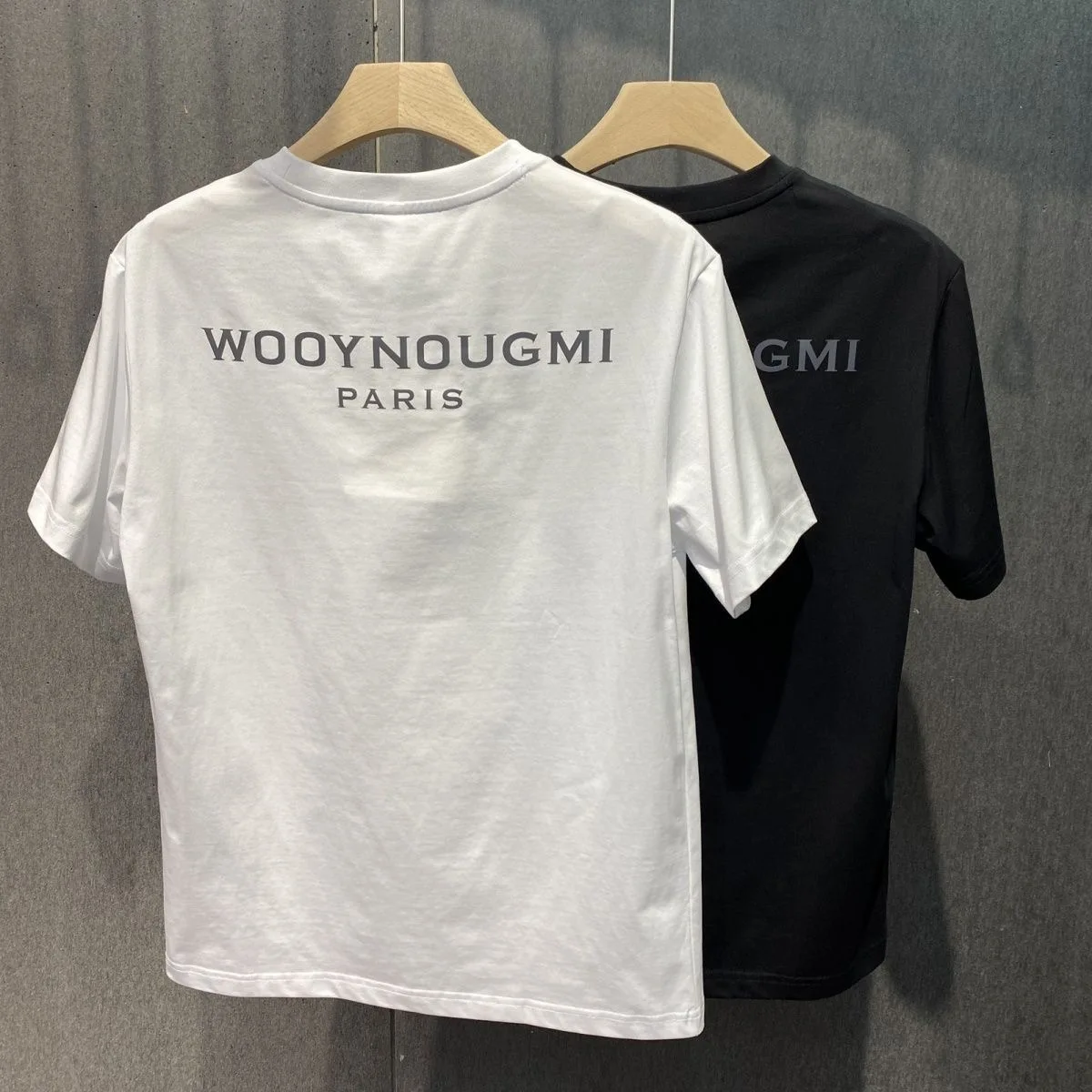 

2023 new WOOYOUNGMI-design bottoming shirt Korean thin section round neck T-shirt trendy summer solid color short sleeves