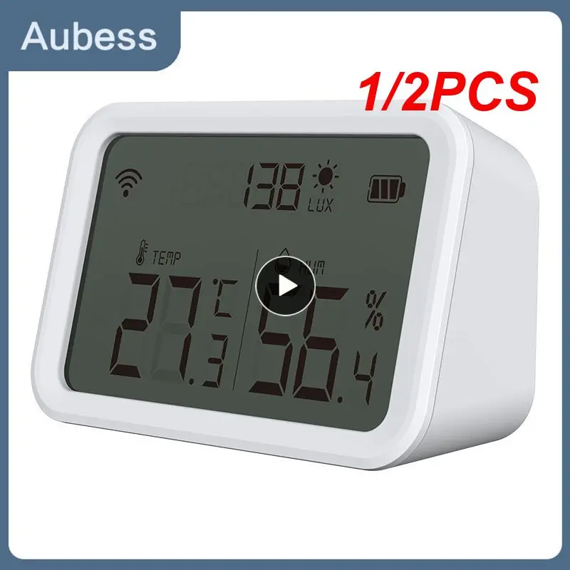 

1/2PCS Tuya Wifi Zigbee Temperature Humidity Sensor Lux Light Detector Indoor Hygrometer Thermometer With LCD Screen Work Tuya