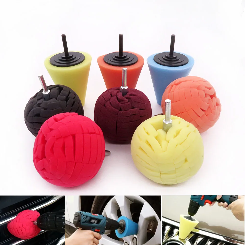 

Car Polishing Pad Buffing Foam Sponge Pad Cone Polisher Buffer Pad Automotive Waxing Kit for Car Wheel Hub Headlight Polishing
