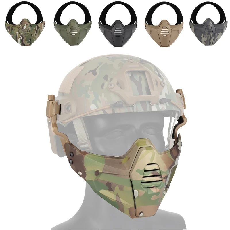 

Маска для страйкбола тактические маски для нижнего лица Защитная маска для половины лица военная игра CS Удобная Регулируемая Гибкая маска