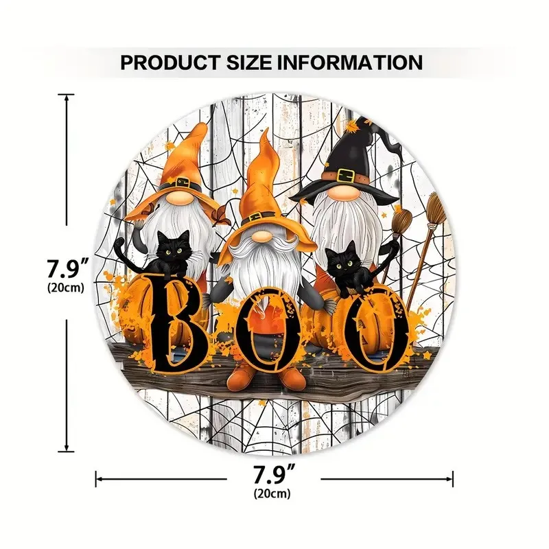 Деревянный декоративный знак Счастливый Хэллоуин с гномом для прихожей стены