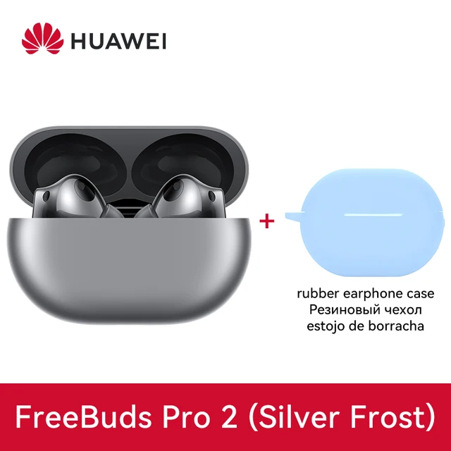 HUAWEI FreeBuds Pro 2 Silver Frost + light blue rubber case HUAWEI FreeBuds Pro 2 Silver Frost + light blue rubber case