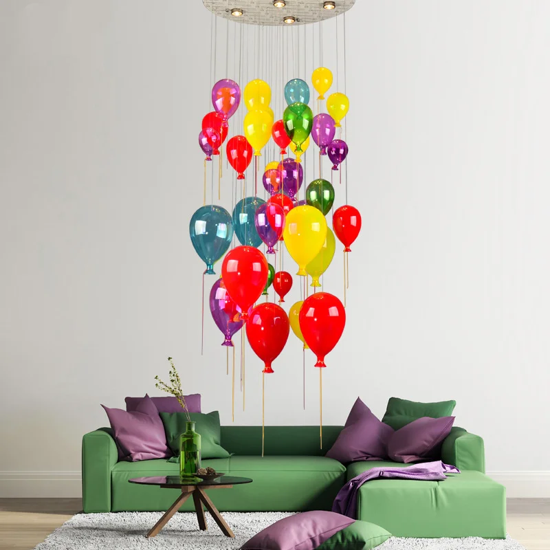 

Creative color balloon bubble children's room crystal glass chandelier living room exhibition hall kindergarten decoration