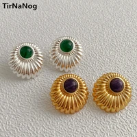 tirnanog unique design simple fashion metal scallops earrings french green resin retro earrings women jewelry gifts