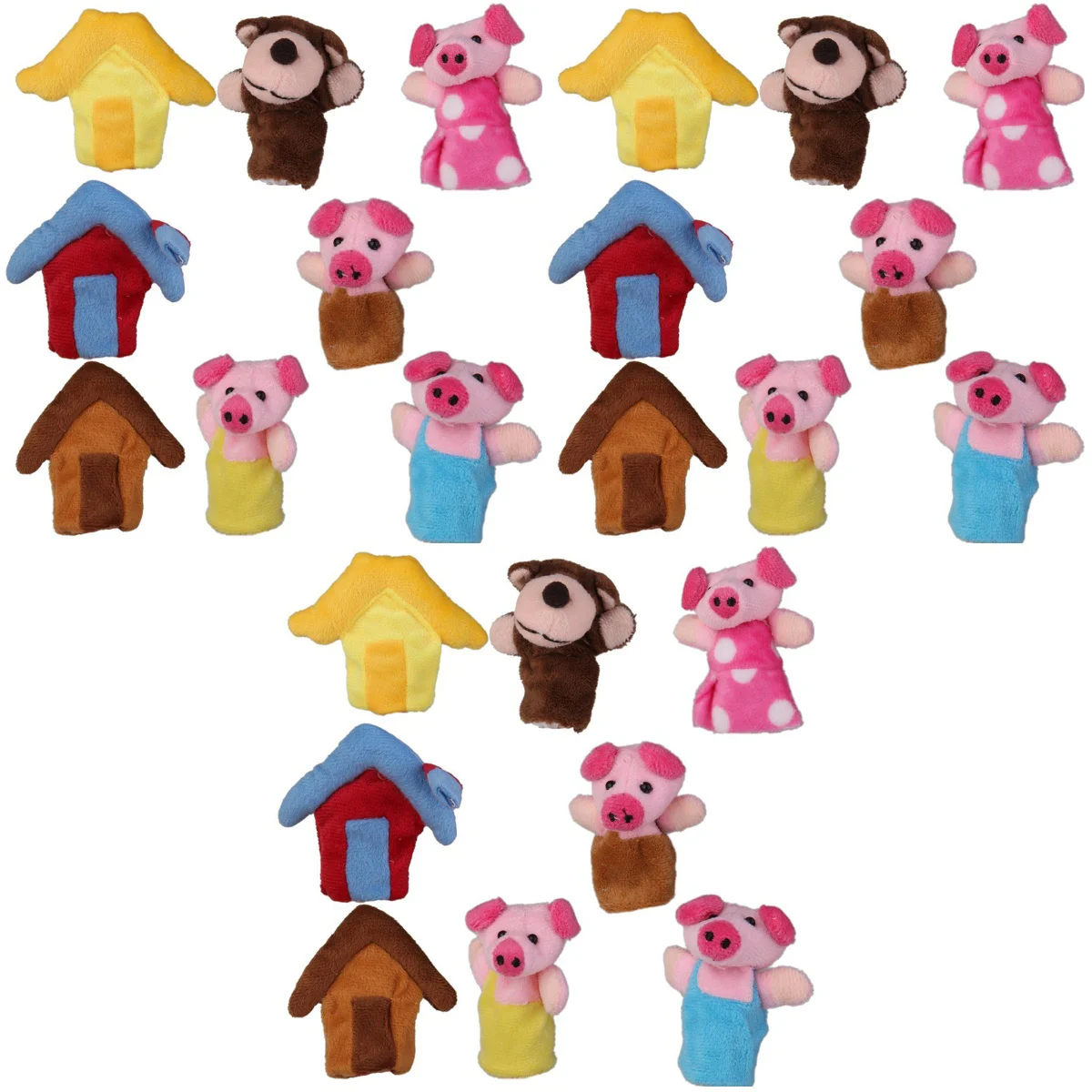 

24 pcs Plush Finger Puppets Story the 3 Little Pigs