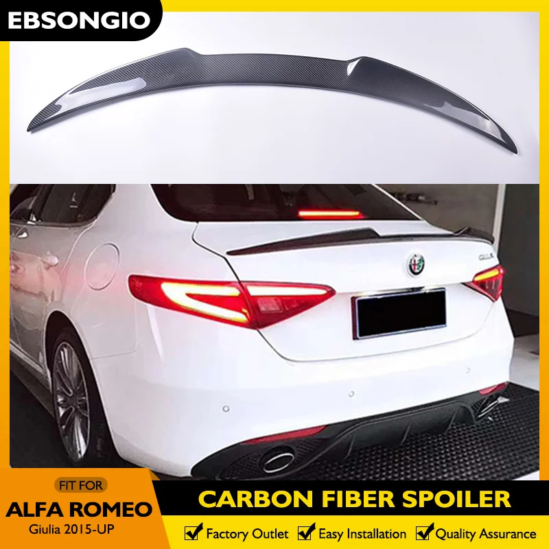 

High Quality Carbon Fiber Car Rear Spoiler Wing Trunk Lip For Alfa Romeo Giulia Sedan 2015 - UP Rear Trunk Spoiler Boot Wing