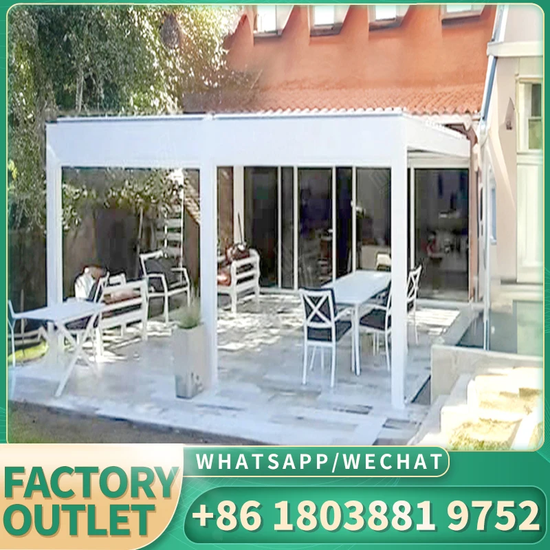 3X3m 3X4m 4X4m 6X3m 6X 4m водостойкие лезвия солнцезащитные жалюзи моторизованные