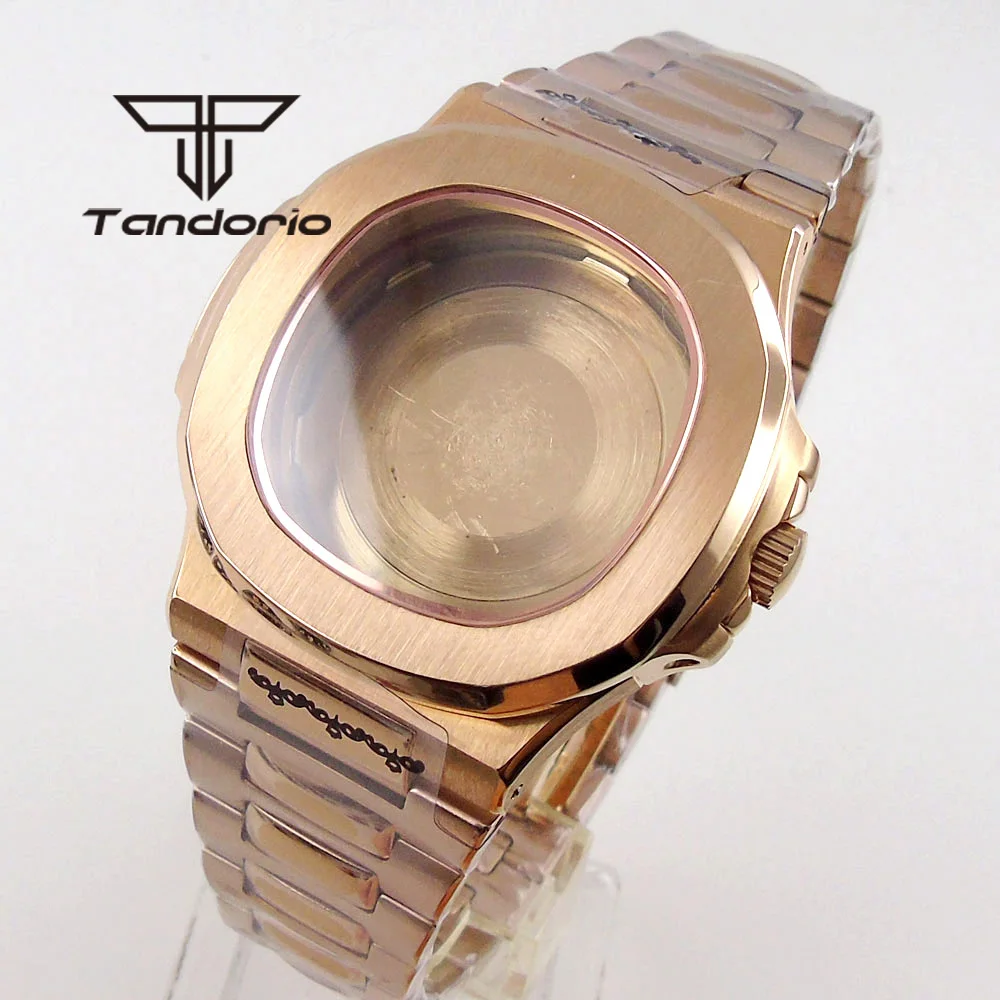 Rose Gold/Silver 40mm Square Watch Case Bracelet Sapphire Glass Fit NH35A NH36A ETA2824 2836 PT5000 Miyota82 DG Mingzhu2813