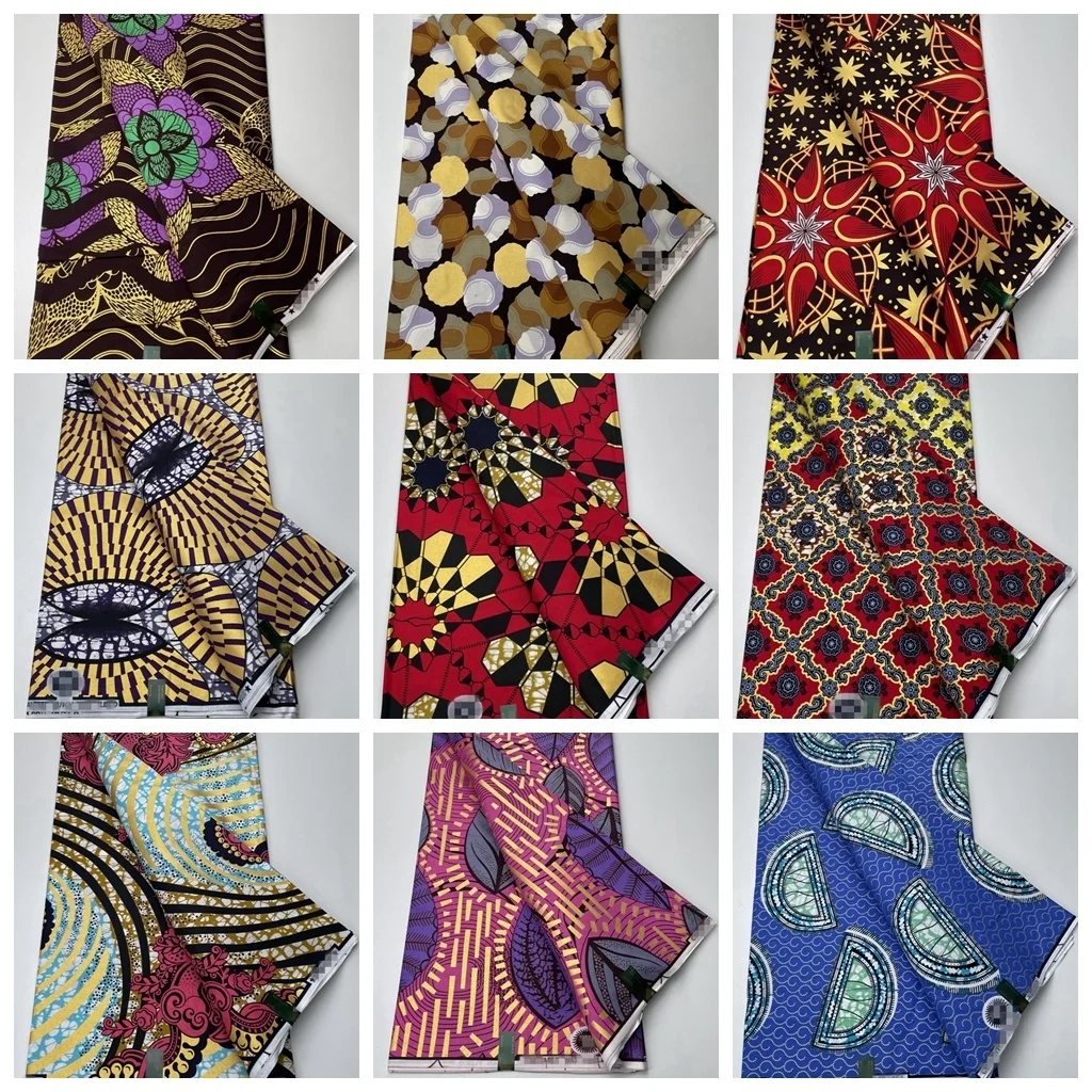 

African Golden Wax Fabric 6yards Veritable Wax Nigerian Ankara Block Prints Batik Fabric Tissue Pagne Wax 100% Cotton For Sewing