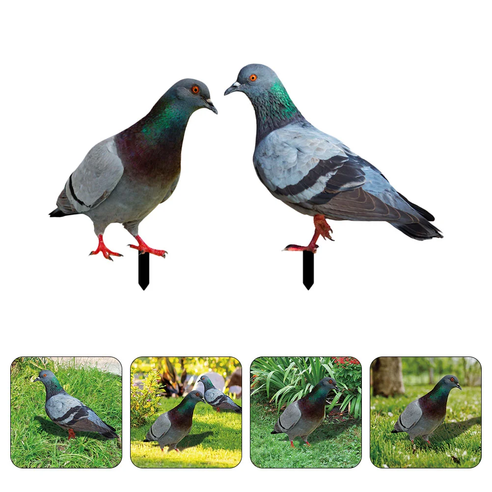 

2 Pcs Bird Yard Sign Animal Statues Artificial Birds Models Outdoor Pigeon Garden Decor Peace Dove Stake Lawn Figurines