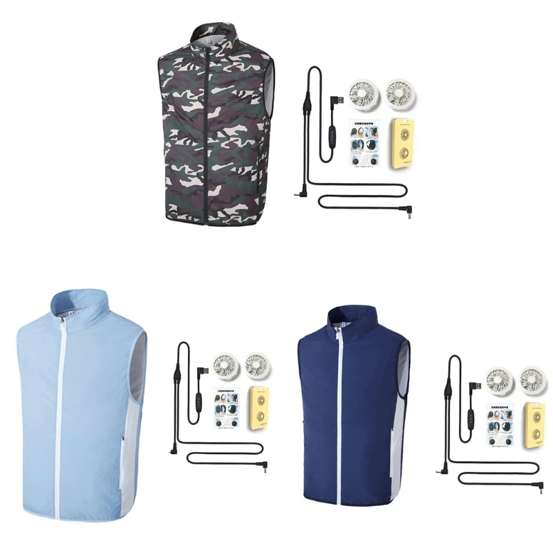 

Жилет унисекс для мужчин и женщин, стильный жилет с охлаждающим вентилятором, защитная воздухопроницаемая одежда для жаркой погоды