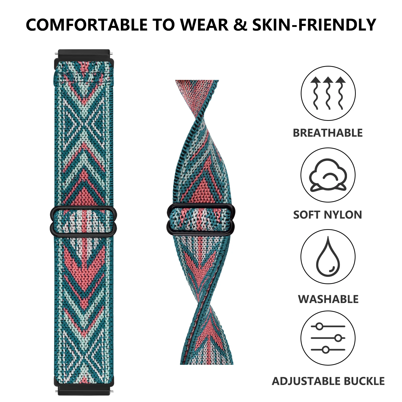 20 22mm New Elastic Nylon Band For Garmin Vivoactive 3 Music 4 Venu Sq 2 Sports Watch Strap Loop For Forerunner 245 645 55 158