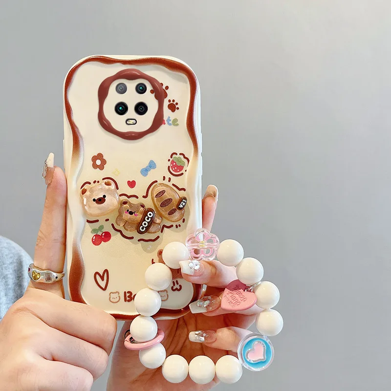 

3D Fashion Luxury Adorable Doll Cartoon Soft Silicon Phone Case On For Xiaomi Redmi Note 10 Lite Note10 Wristbang Back Cover