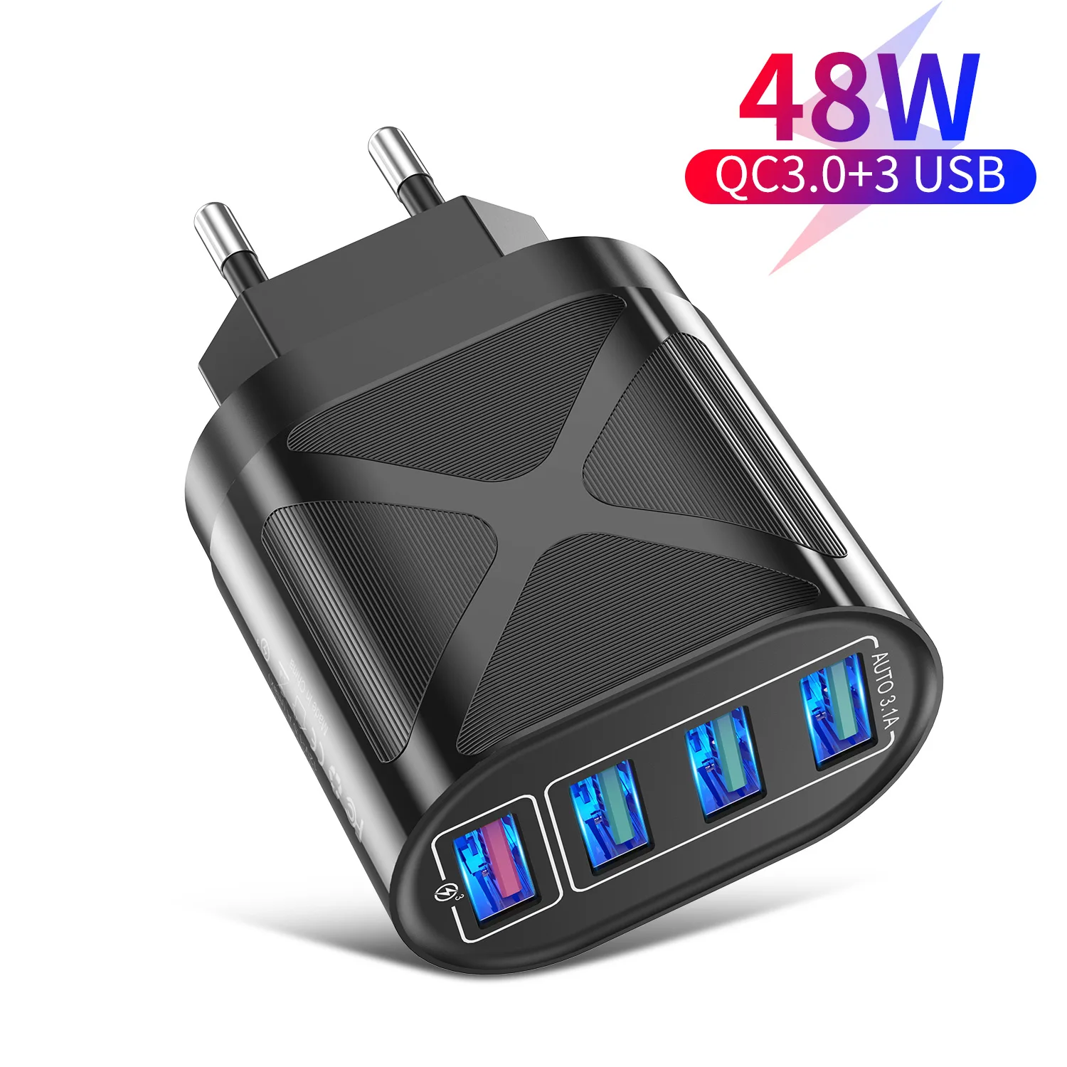 

4 Ports USB Charger Quick Charge EU/US/UK Plug Wall Charger Fast Charging For IPhone Samsung Xiaomi Huawei Phone Charge Adapter