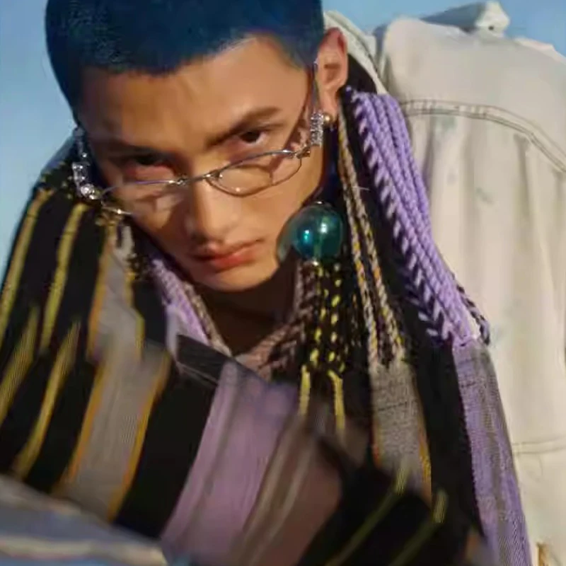 NIGO Модные декоративные очки с бриллиантами Серебряные трендовые металлические #