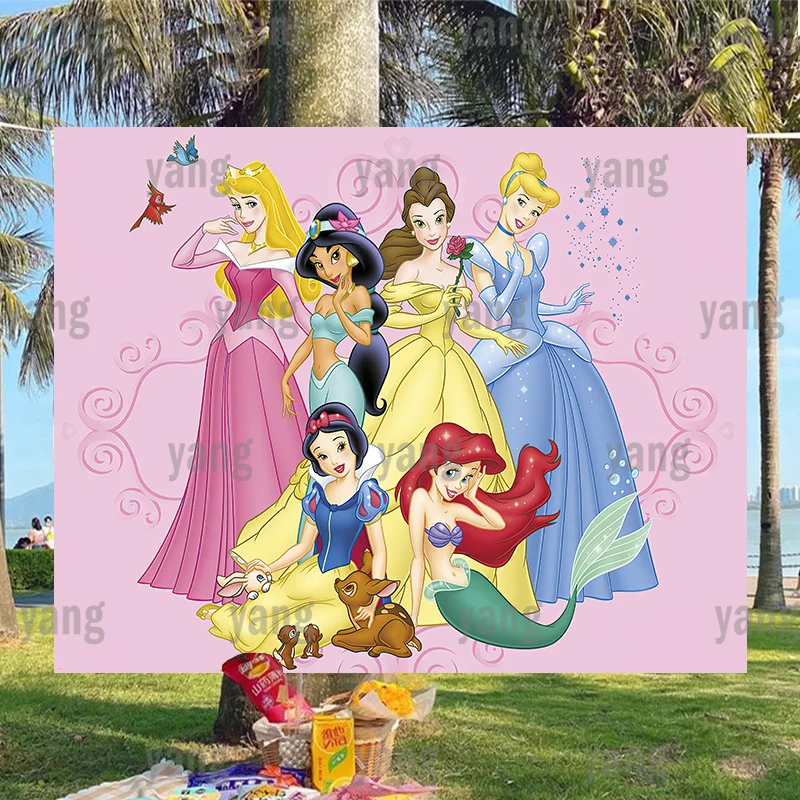 

Snow White Cinderella Tangled Rapunzel Princess Happy Birthday Party Disney Castle Wedding Backdrop Background Cloth Baby Shower