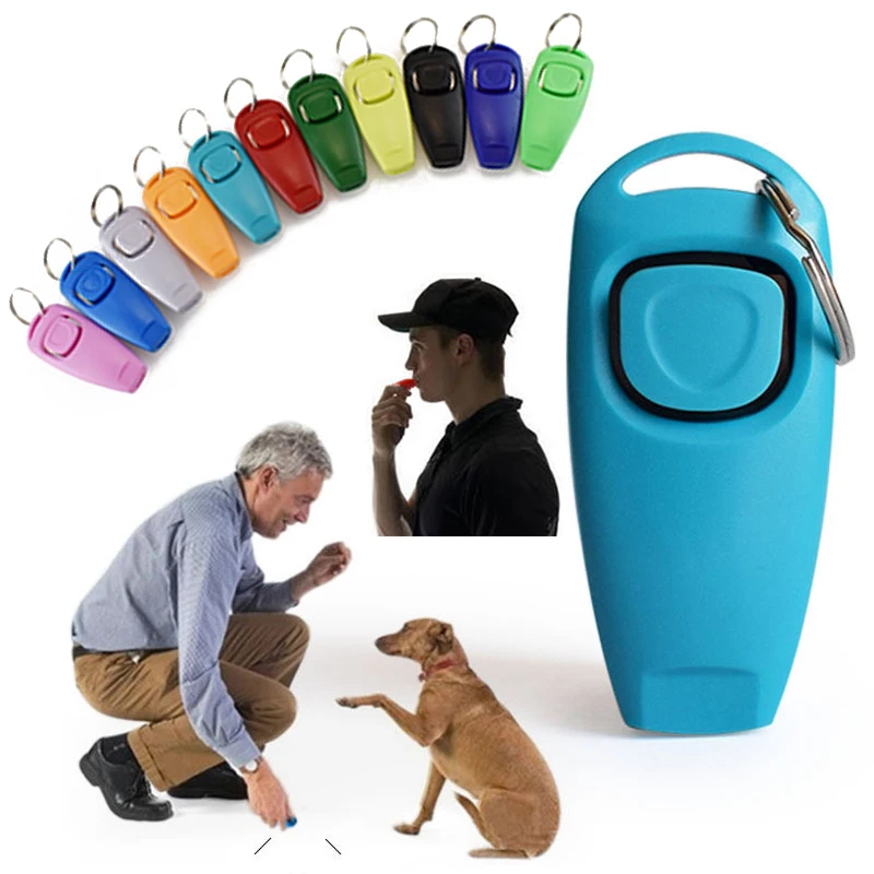 

2 In 1 Dog Trainer Assistive Guide Pet Obedience Equipment with Keychain Puppy Stop Barking Training Aid Tool Whistle Clicker