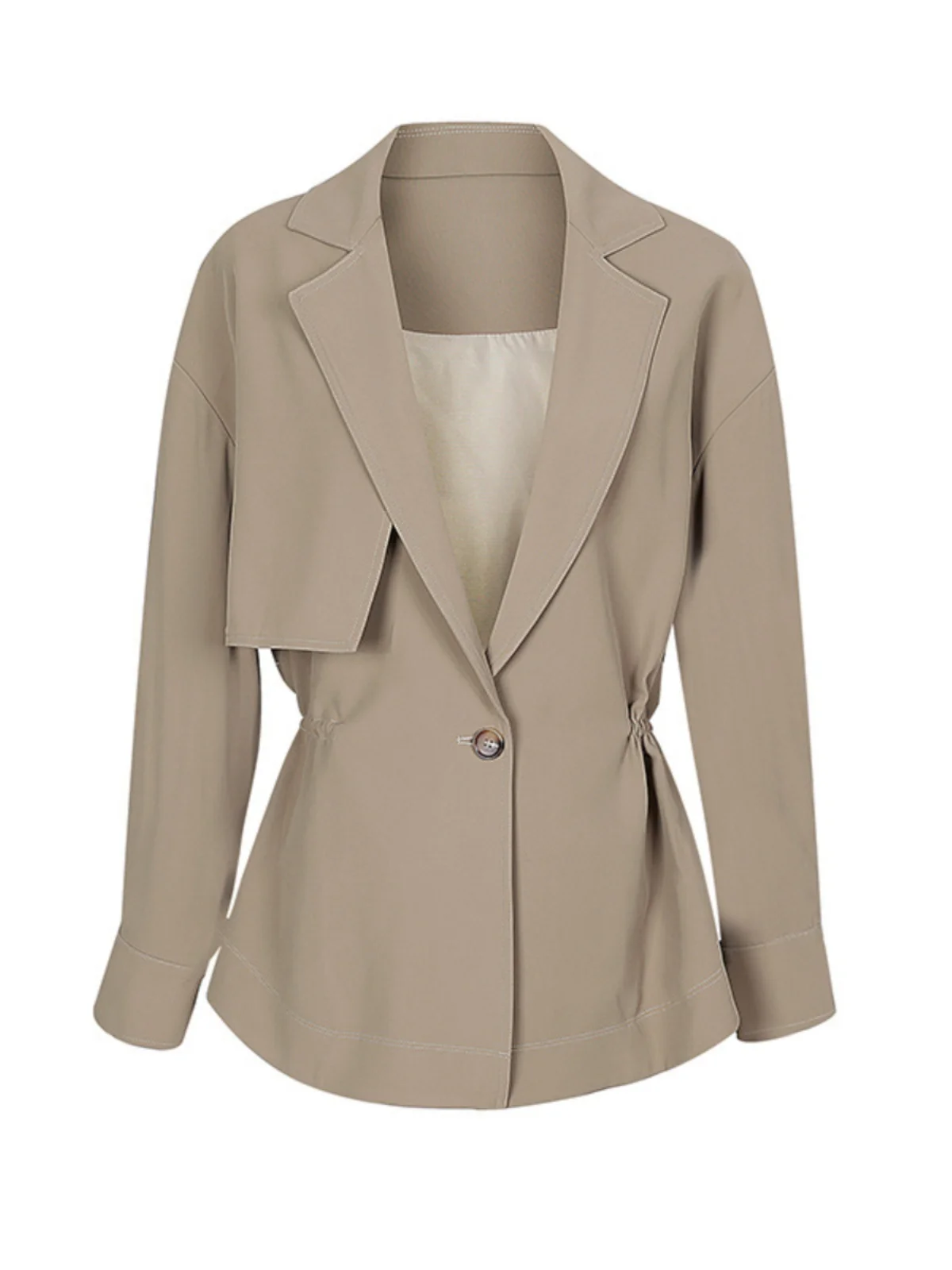 Светло-коричневый облегающий костюм для похудения женский плащ новинка осени 2024