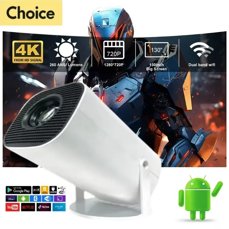 Умный Мини-проектор P30 Android 11 Wi-Fi 6 Поддерживает 4K 1080P BT5.0 Портативный Домашний