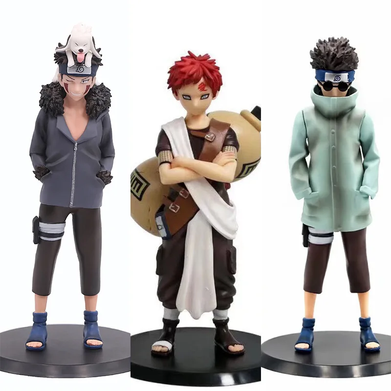 22cm Anime Naruto Gaara Aburame Shino Inuzuka Kiba  PVC Action Figures Model Doll Collection Kids Christmas Gifts