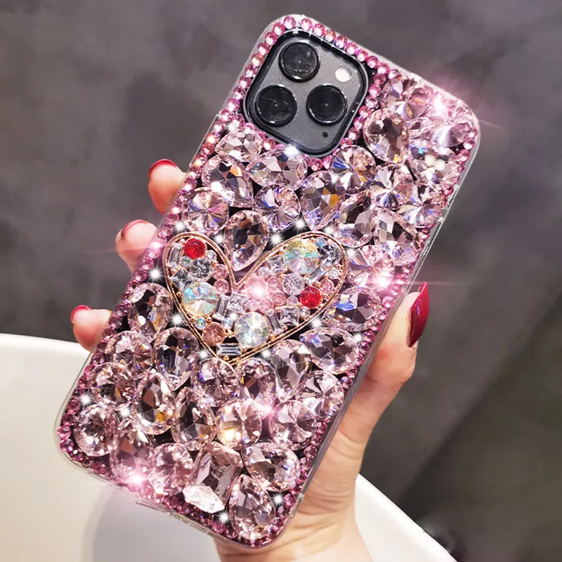 Crystal Diamond Phone Case For Samsung A72 A71 A52 A51 A42 A32 A91 A81 A70 A50 A41 A30 Jewelled Rhinestone Transparent Cover