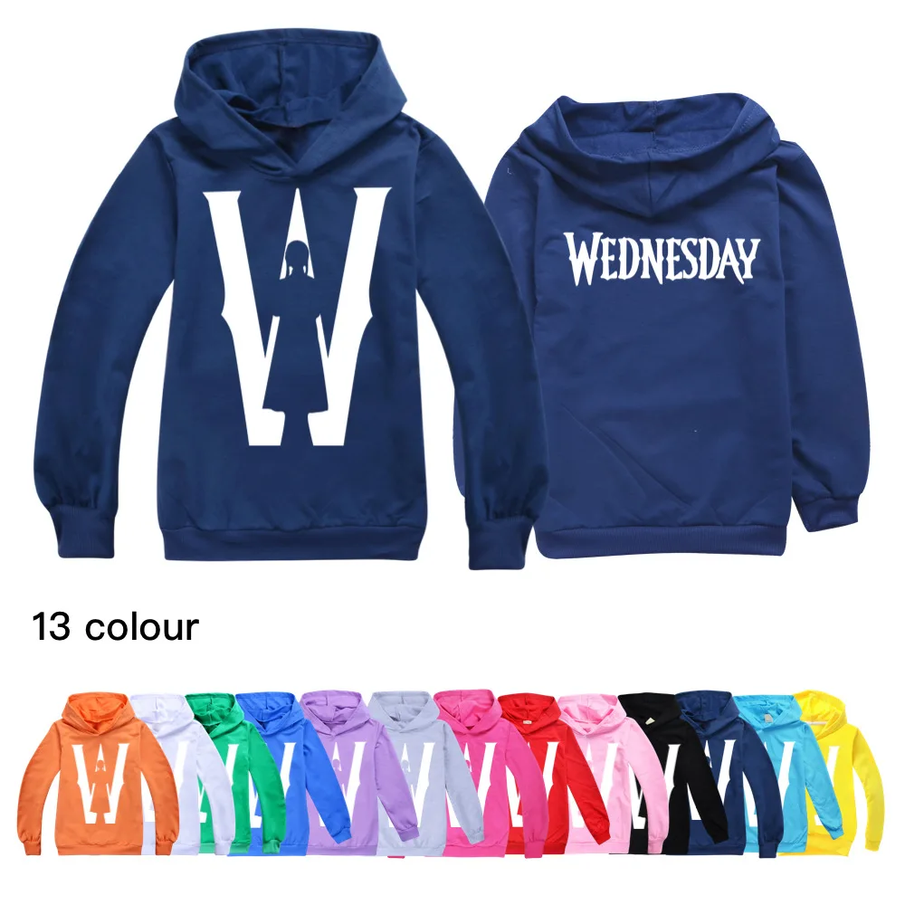 

Wednesday Addams Kids Autumn Full Sleeve Hoodie Sweatshirt Cartoon Baby Girls Hoody Coat Boys Tops Child Clothing