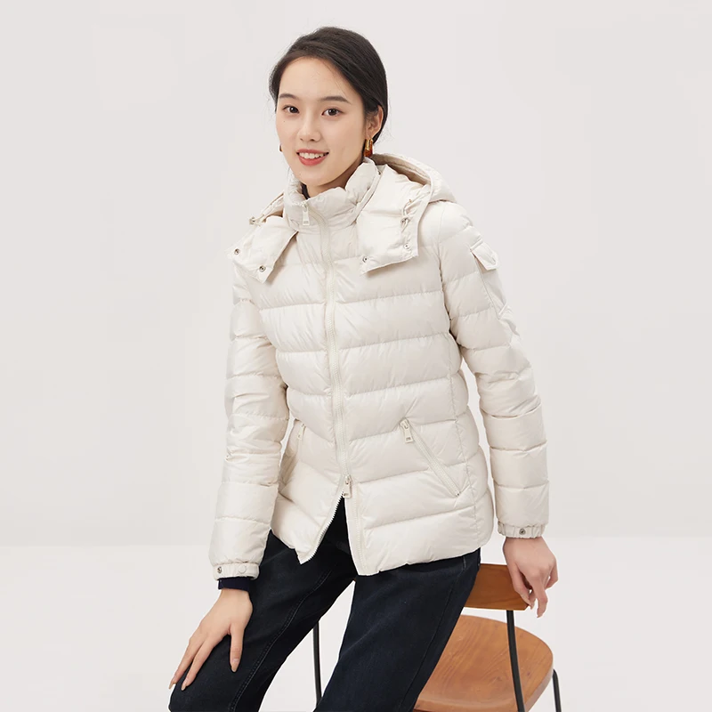 New Hooded Down Jacket Women  90%  White Goose Down  Casual  Winter Thin Coat Women  Casacos De Inverno Feminino